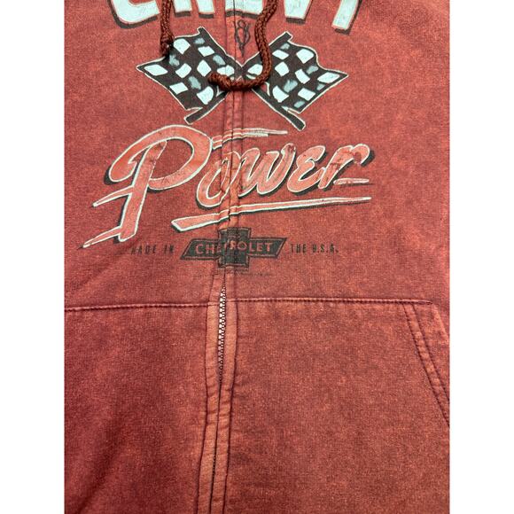 Chevrolet Hoodie full zipper Mens Medium power Racing  Red black Logo - Picture 3 of 8